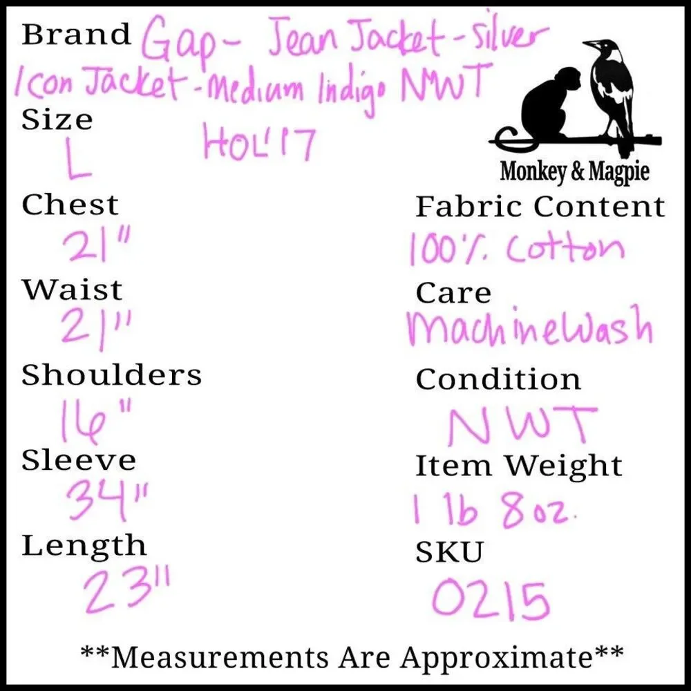 NWT Gap Women's Icon Jacket Medium Indigo Denim Silver Wash Size Large - Picture 8 of 11